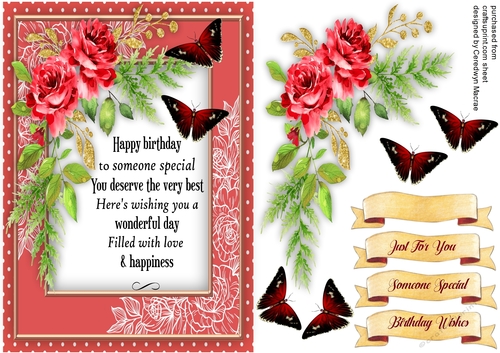 A5 Beautiful Red Haze Roses with Verse