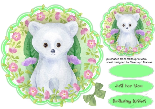 Beautiful Polar Bear in a Flower Frame 