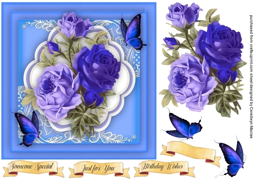 Beautiful Blue Roses and Corner Lace