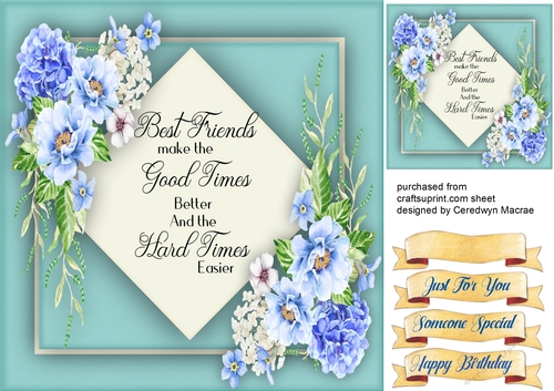 Beautiful Blue Roses and quote, Friend