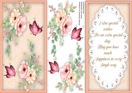 D.L Beautiful Blush Roses and Butterflys 