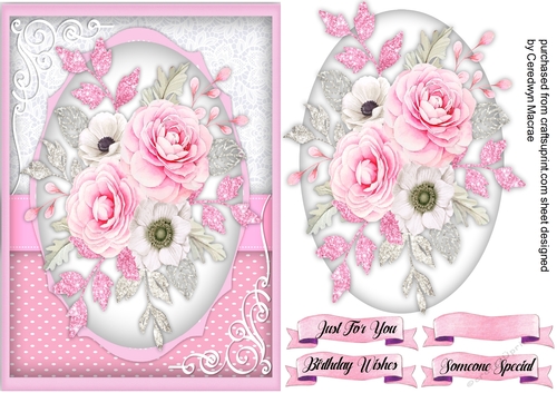A5, Beautiful Pink Roses and Goldl Leaves