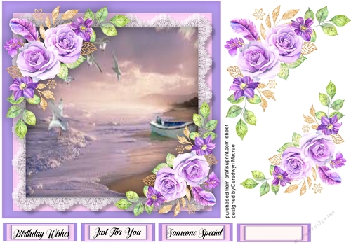 Beautiful Seascape and Lilac Roses
