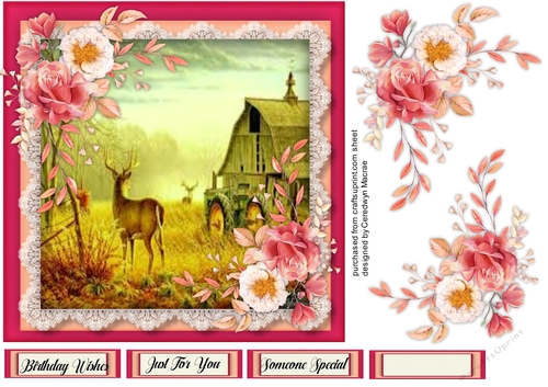 Beautiful Stag and Blossom Roses