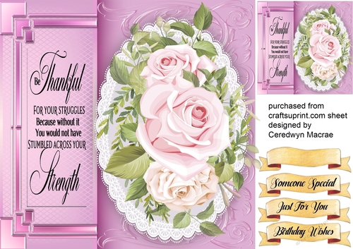 Beautiful French  Roses and Quote 