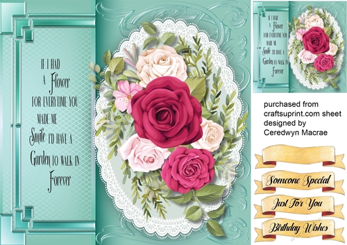 Beautiful Vintage  Roses and Quote 