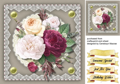 Beautiful  Saddle Stitched Frame  and Vintage  Roses