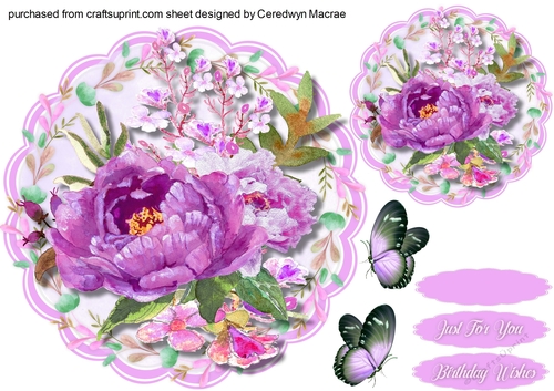 Scalloped Mat and Lilac Roses