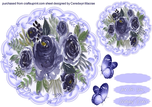 Scalloped Mat and Blue    Roses