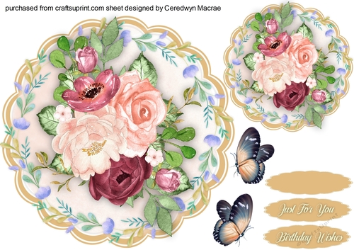Scalloped mat with Vintage Roses