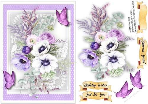 A5,Beautiful Lilac and White Annemones