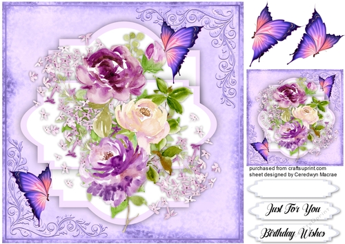 Lilac Roses and Butterflys 
