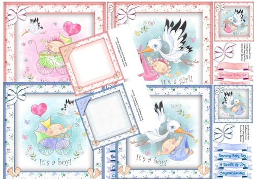 4, Sheet  Beautiful Baby Boy and Girl + 2 Inserts