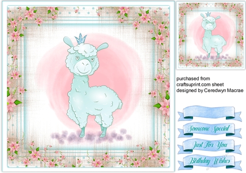 Beautiful Lama in a Flower frame