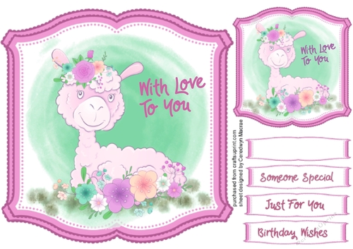 Cute Llama and Flowers 1