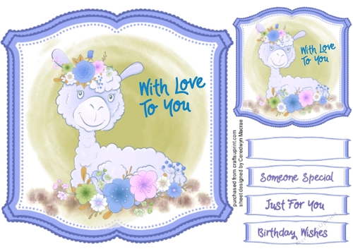 Cute Llama and Flowers 2