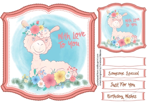Cute Llama and Flowers 4