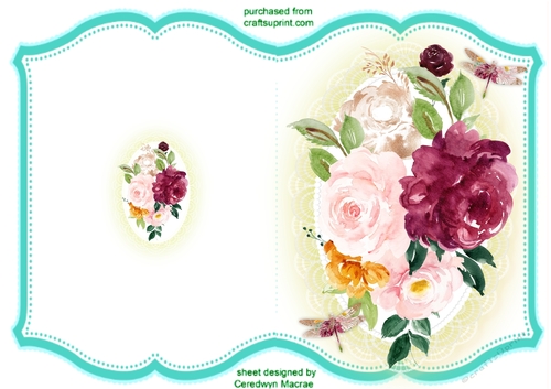 Print and Fold  , Vintage Roses and Dragonfly 