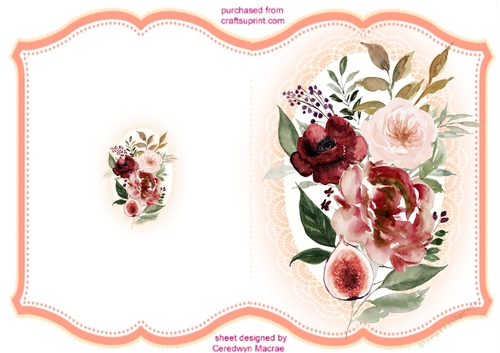 Print and Fold  , Burgandy  Roses