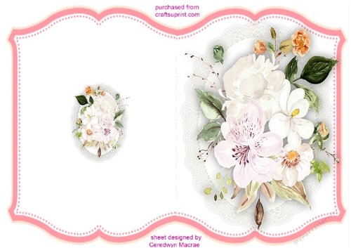 Print and Fold  , Cream  Spring Flowers
