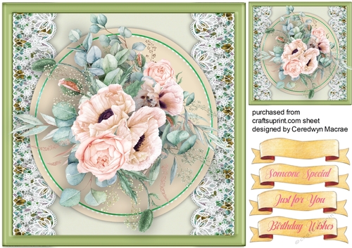 Peonie and Roses on Lace 
