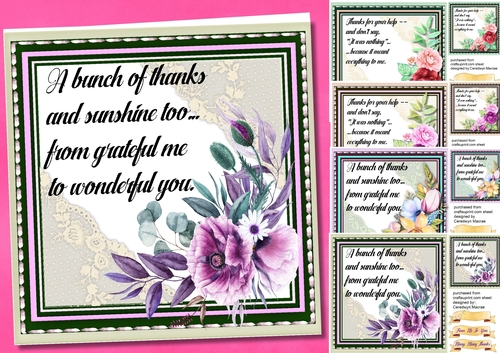 4, Beautiful Thank You  Card Fronts 