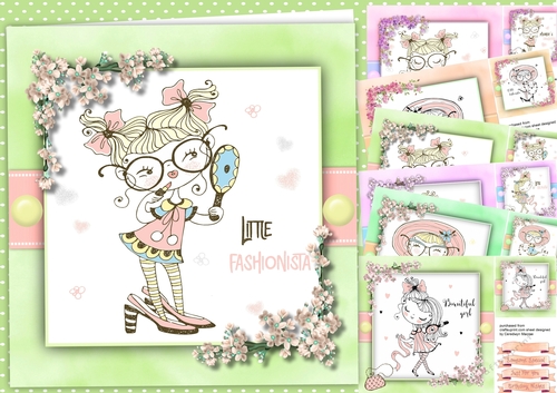 6, 8x8 Card Fronts , Little Fashionistic 