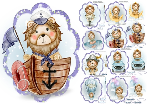 8, Lion and Friends Card Fronts 