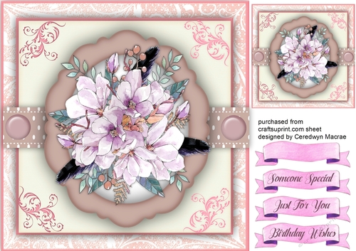 Beautiful Roses on a Pink Mat 
