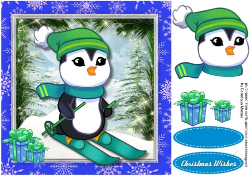 Cute Penguin in Green   Hat