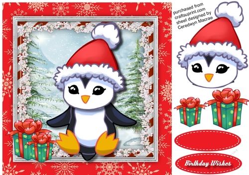 Cute Penguin in Christmas Hat