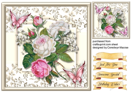 Beautiful Vintage Roses and  Butterflys