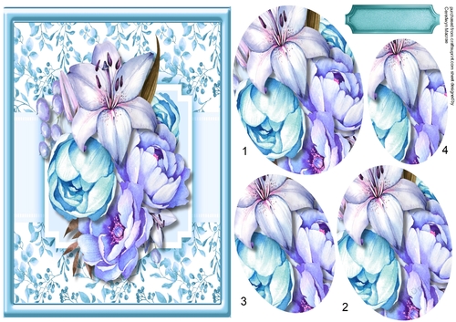 A5 Blue Roses with Lily,  Pyramid