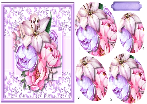 A5 Lilac and Pink Roses with Lily,  Pyramid