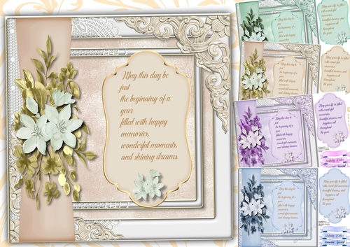 4, Lace and Roses card Fronts 