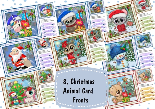 8 , Christmas Animal Card Fronts 