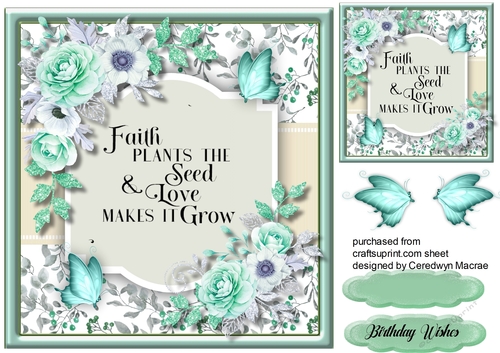 Aqua Roses and Butterflys