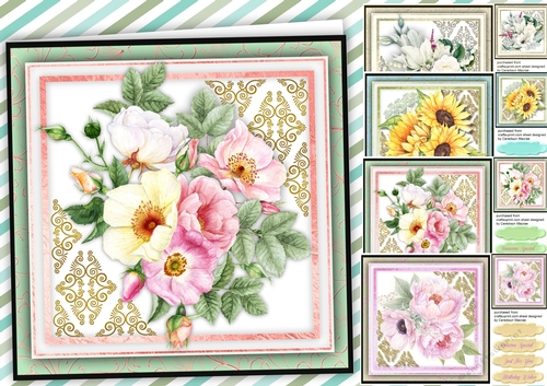 4, Stunning Card fronts , Flowers and Lace 