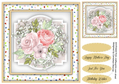 Pink and Cream Roses  and Babys Breath