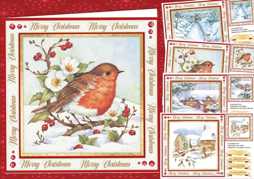 4, card Fronts , Robins in the Snow 