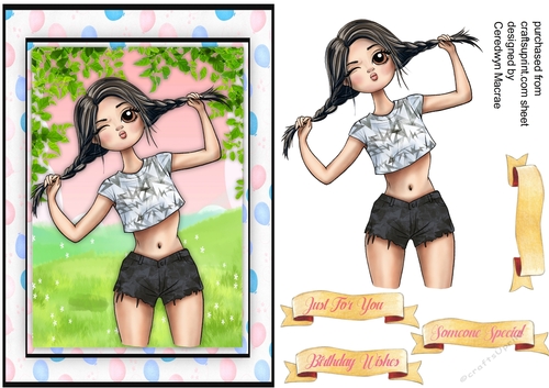 A5 Groovy Pigtail Girl . 1