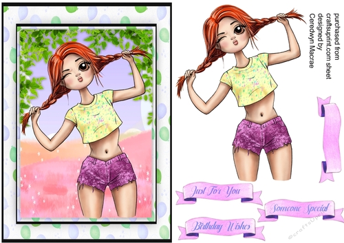 A5 Groovy Pigtail Girl . 2