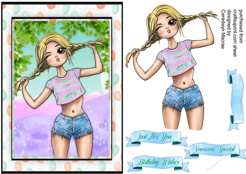A5 Groovy Pigtail Girl . 3