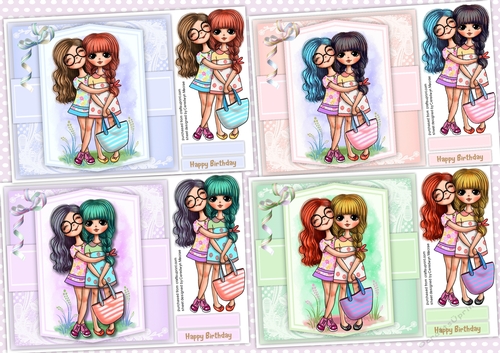 4, Fashion Girls Card Fronts 