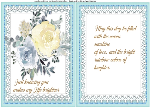 Beautiful Blue and Cream Roses and Verse