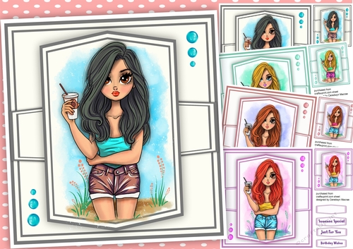 4, Card Fronts, Coffee Girl