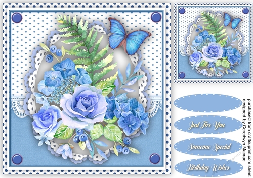 Gorgeous Blue Roses and Butterfly
