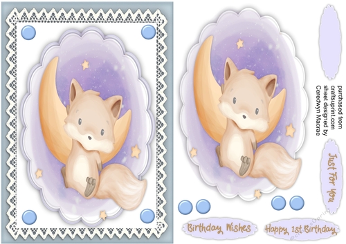 Baby Fox Hanging on the Moon 