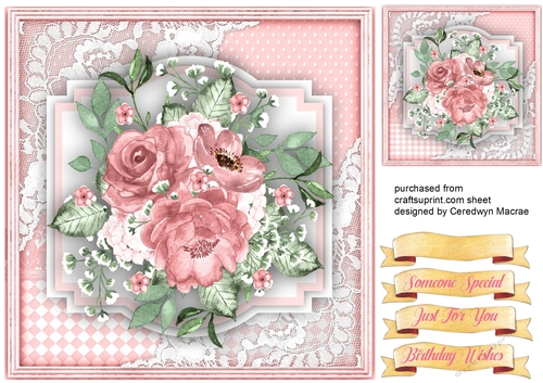 Pink Roses on French Lace 