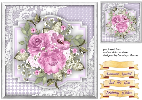 Lilac Roses on French Lace 